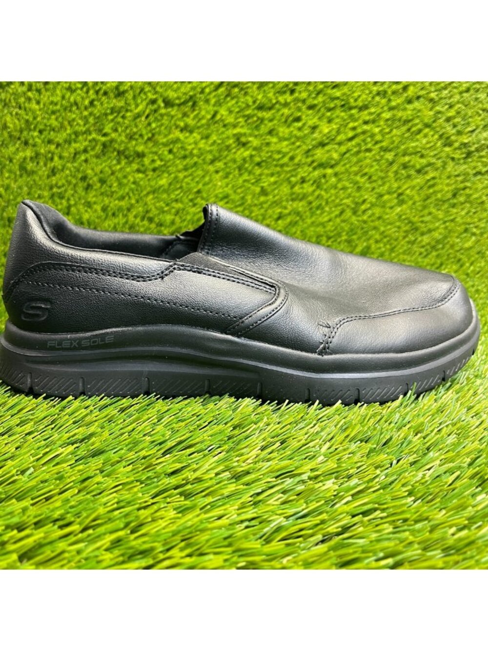 Skechers Flex‎ Advantage SR Mens Size 8E Black Slip Resistant Work Slip-On Shoes